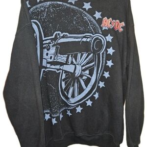 AC/DC Black Crewneck Sweater with Blue Cannon Design